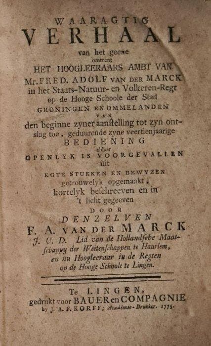 A Kluit, F. A. van der Marck - Waaragtig verhaal en de, Antiek en Kunst, Antiek | Boeken en Manuscripten