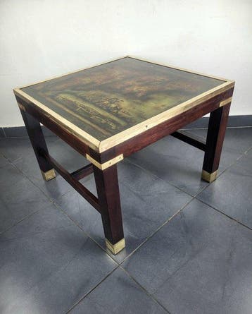 Table basse - Cristal, Bois massif - Table basse vintage