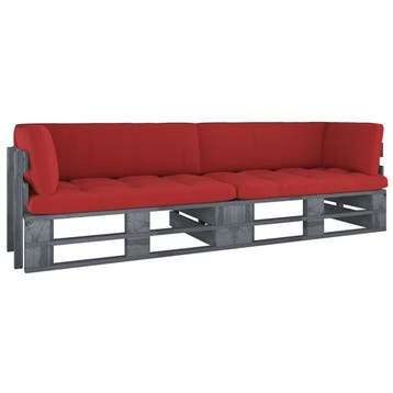 vidaXL Tweezitsbank pallet met kussens grijs geïmpregneerd, Verzenden, Nieuw