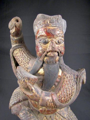 Antiek tempelbeeld van Zhao Gongming (Wu Caishen) –, Antiek en Kunst