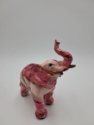 Figuur - Elefante Decorativo in Resina – Scultura Rosa con