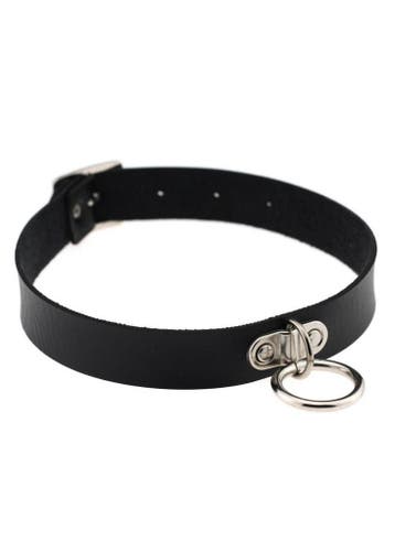 KIMU® Choker Zwart Ring Gesp Pu Leer Collar Ketting Halsband, Handtassen en Accessoires, Kettingen, Ophalen of Verzenden, Nieuw