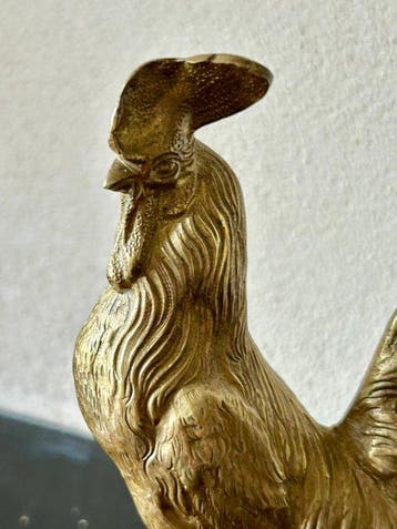 Beeld, Haan - 16 cm - brons verguld - 1900