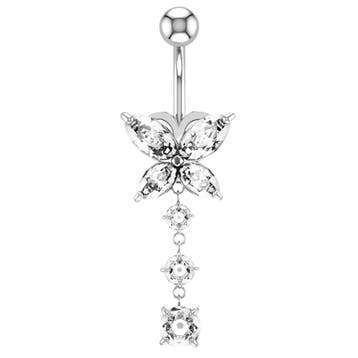 Fako Bijoux - Navelpiercing - Vlinder Met Hanger Strass -, Handtassen en Accessoires, Piercings, Verzenden, Nieuw
