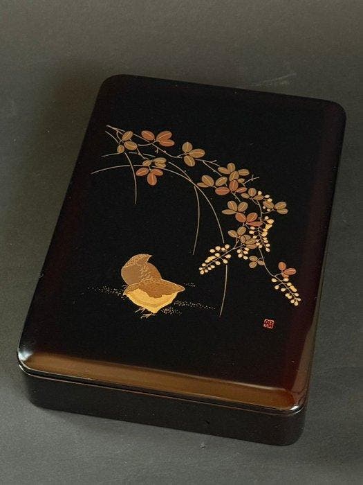Vintage Aizu lakwerk documentendoos Fumibako - goud makie, Antiek en Kunst, Antiek | Overige Antiek