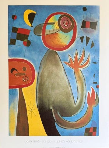 Joan Miro (1893-1983) - “LES ECHELLES EN ROUE DE FEU, 1953”.