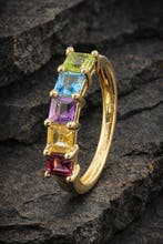925 zilver - natuurlijke sierstenen (peridot, blue topaz,, Verzamelen