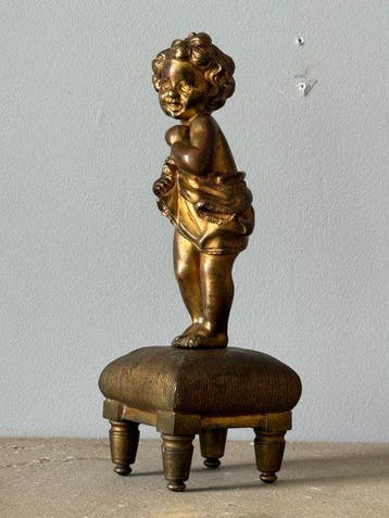 sculptuur, Cherubijn / 19e eeu - 22 cm - Brons - 1880, Antiek en Kunst