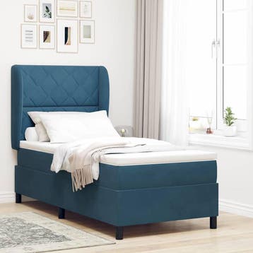 vidaXL Boxspring bed met hoofdeinde Donkerblauw 200 x 100 cm, Verzenden