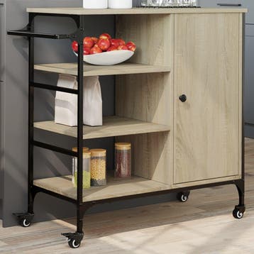 vidaXL Keukentrolley 87,5x38,5x84,5 cm bewerkt hout sonoma, Verzenden
