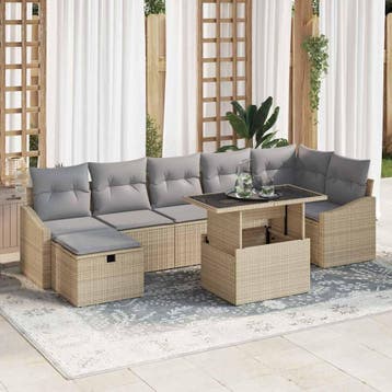 vidaXL Tuinbank Set 8 st poly rattan, Verzenden, Nieuw