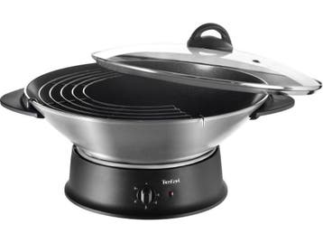 Tefal WO 3000 - Elektrische Wok - Anti-aanbaklaag - 1200W, Verzenden, Zo goed als nieuw