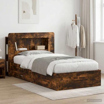 vidaXL Bedombouw met opslag Gerookt eiken 80 x 200 cm, Verzenden, Nieuw