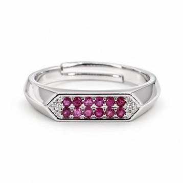 Zonder minimumprijs - Ring Verguld Robijn - Diamant -, Nieuw
