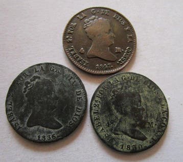 Espagne. Isabel II de España ( 1833-1868 ). 4 maravedis (