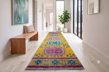 Lang vintage Usak - Loper - 380 cm - 90 cm - met certificaat