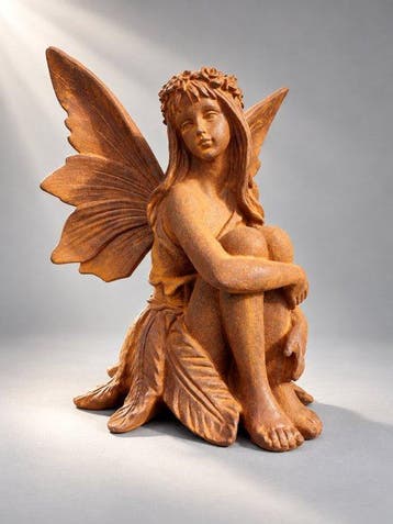 Statue, metal statue of as dreaming fairy - 26.5 cm - Fonte