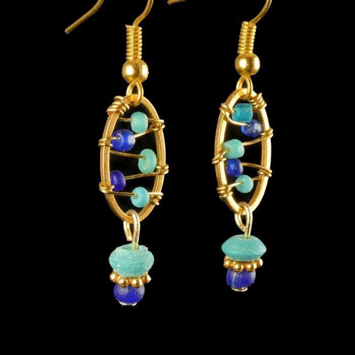 Romain antique, Empire Boucles doreilles avec perles de, Handtassen en Accessoires, Antieke sieraden