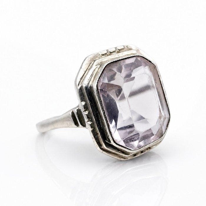 Zonder minimumprijs - Ring Zilver - Art Deco - amethist, Handtassen en Accessoires, Ringen