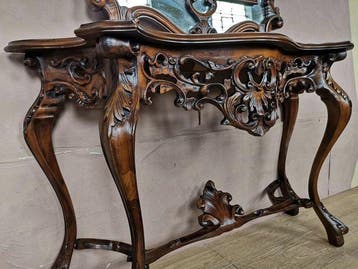 Bijzettafel - Hout - spiegel, tafel, entree