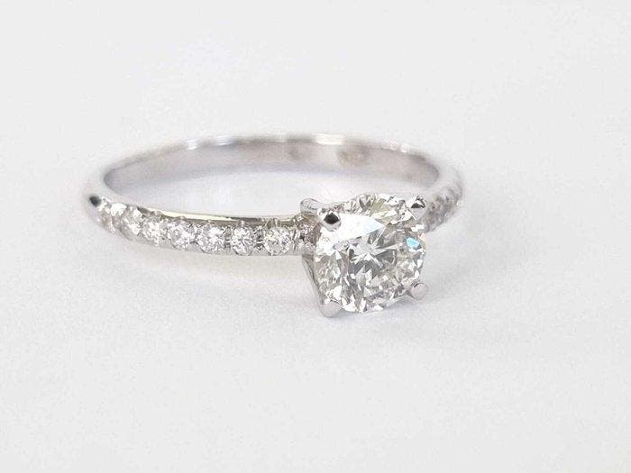 Verlovingsring - 14 karaat Witgoud - 0.87ct. tw. Diamant, Bijoux, Sacs & Beauté, Bijoux anciens