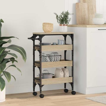 vidaXL Keuken Trolley Sonoma Eik 53 x 20 x 76 cm Bewerkt, Huis en Inrichting, Verzenden, Nieuw