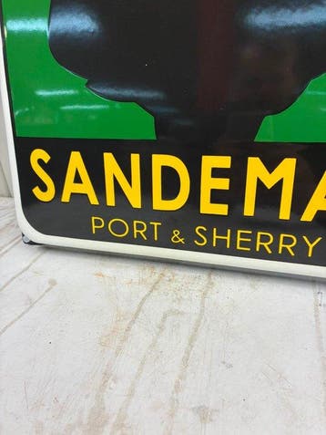 Sandeman Port & Sherry – Groot Emaille Reclamebord –