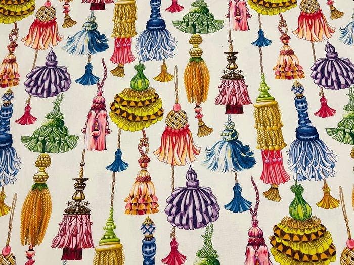 Explosie van kleuren: Katoenen stof Oeko-Tex STANDARD 100 -, Antiek en Kunst, Antiek | Tapijten, Tafelkleden en Textiel