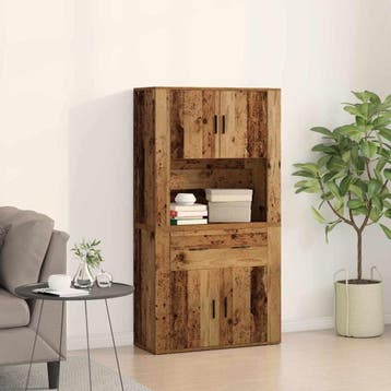 vidaXL Hoge Kast Oud hout 80 x 33 x 150 cm Bewerkt hout, Verzenden
