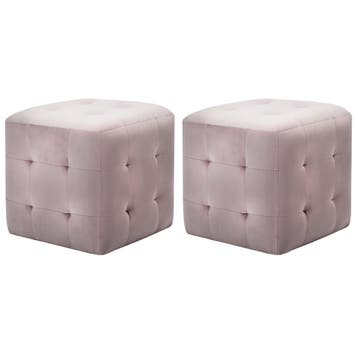 vidaXL Poef 2 st 30x30x30 cm fluweel roze, Huis en Inrichting, Verzenden, Nieuw