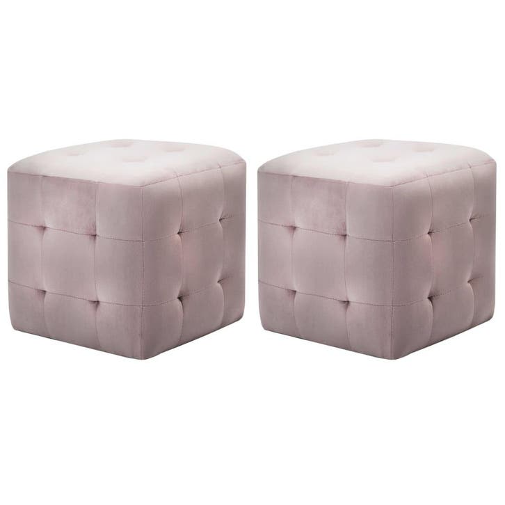 vidaXL Poef 2 st 30x30x30 cm fluweel roze, Huis en Inrichting, Zetels | Voetbanken en poefs, Nieuw, Verzenden
