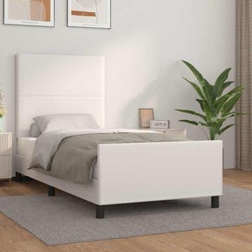 vidaXL Bedframe met hoofdbord kunstleer wit 80x200 cm, Verzenden