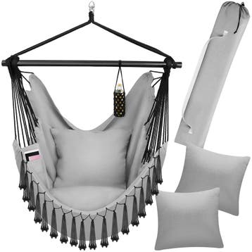 Hangstoel Malika, boho-stijl, draagkracht 150kg - grijs, Verzenden