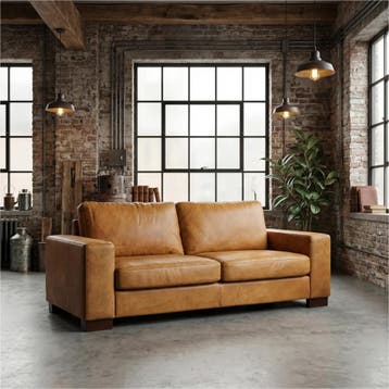 Leren bank Enjoy - 2,5 zits - Kenia Cognac (cognac) - Poten, Ophalen of Verzenden