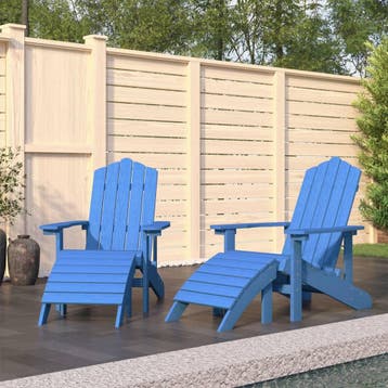 vidaXL Tuinstoelen 2 st Adirondack met voetensteunen HDPE, Verzenden