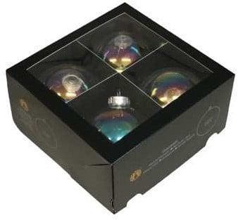 Kerstballen glas Clear Pearl 100 mm doos 4 stuks, Nieuw