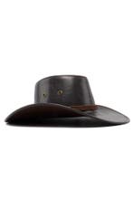Cowboyhoed Leatherlook Donkerbruin Donkerbruine Leren Cowgir, Ophalen of Verzenden