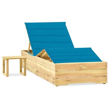 vidaXL Ligbed met tafeltje en kussen geïmpregneerd, Tuin en Terras, Verzenden, Nieuw