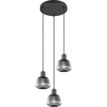 Zwarte Metalen LED Hanglamp Trion Arif - 3-lichts, E27, Mat, Verzenden, Nieuw