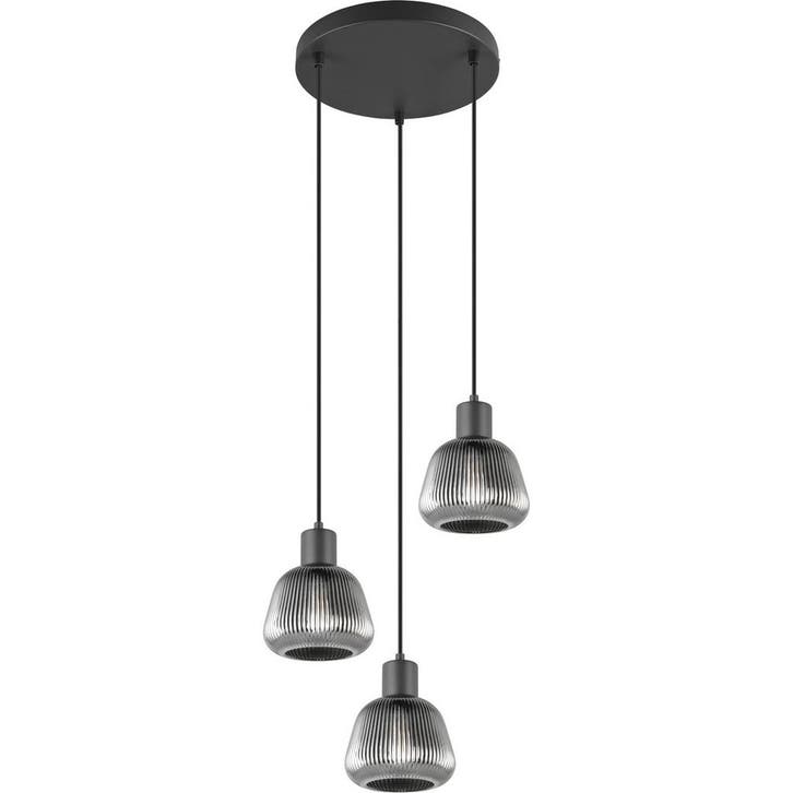 Zwarte Metalen LED Hanglamp Trion Arif - 3-lichts, E27, Mat, Huis en Inrichting, Lampen | Hanglampen, Nieuw, Verzenden
