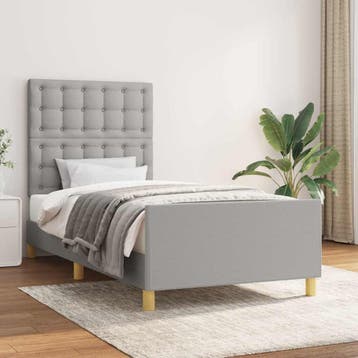 vidaXL Bedframe met hoofdbord stof lichtgrijs 80x200 cm, Verzenden