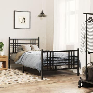 vidaXL Bedframe met hoofd- en voeteneinde metaal zwart, Verzenden