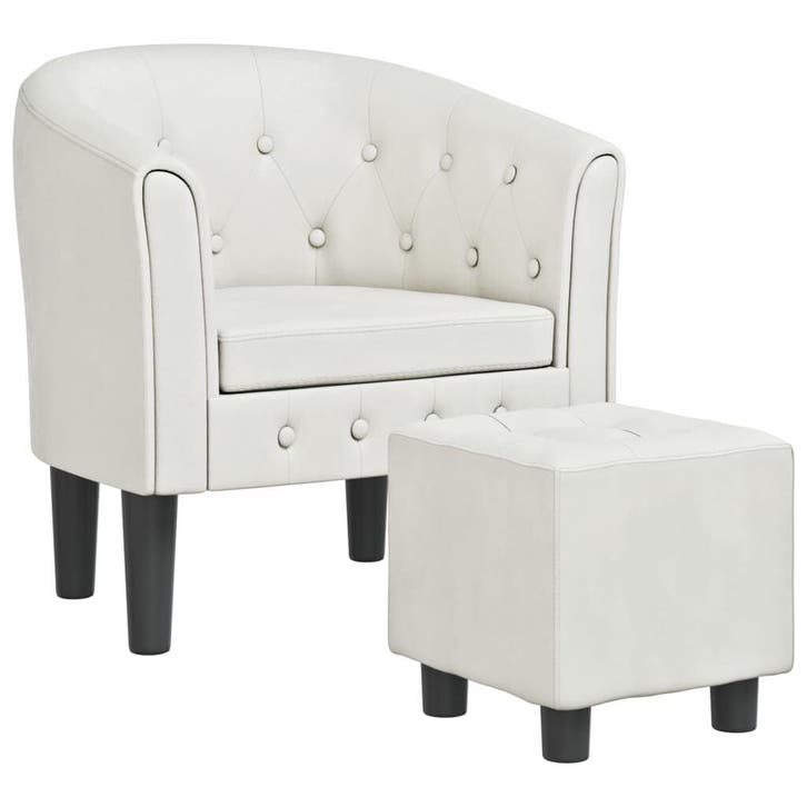 Kuipstoel met voetenbank - Tweede kansje | OP = OP, Huis en Inrichting, Fauteuils, 50 tot 75 cm, Minder dan 75 cm, Gebruikt, Overige materialen
