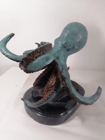 Sculpture, Octopus - 35 cm - Bronze peint à froid