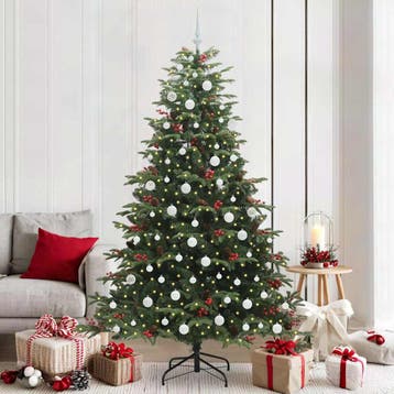 vidaXL Kunstkerstboom Groen 210 cm PVC en Metaal en Plastic, Verzenden, Nieuw