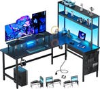 HLONONE LED Gamingtafel 150 x 100 cm, Hoekbureau met Opbergr, Verzenden, Nieuw