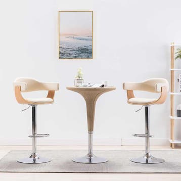 vidaXL Barkrukken 2 st gebogen hout en kunstleer, Verzenden, Nieuw
