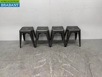 Bolero Bistro tabourets bas gris acier set of 4 Horeca, Verzenden