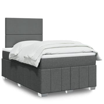 vidaXL Boxspring met matras stof donkergrijs 120x190 cm, Verzenden