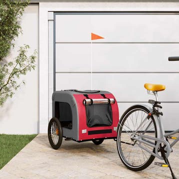 vidaXL Hondenfietstrailer oxfordstof en ijzer rood en grijs, Verzenden